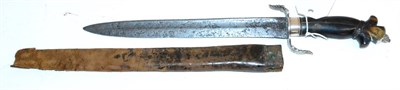 Lot 427 - A 19th Century Continental Hunting Knife, with 24cm single edge fullered steel blade, German silver