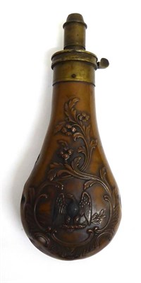 Lot 523 - A 19th Century Copper Powder Flask by James Barlow & Co., Birmingham, each side embossed with...