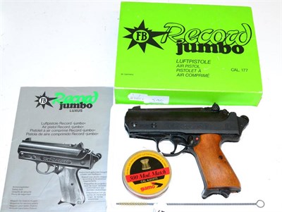 Lot 540 - PURCHASER MUST BE 18 YEARS OR OVER A Record Jumbo .177 Calibre Air Pistol, numbered 15459, with...