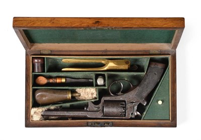 Lot 573 - A Robert Adams 54 Bore Five Shot Double Action Percussion Revolver, with 15cm octagonal sighted...