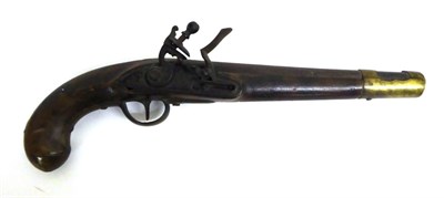 Lot 581 - An Early 19th Century Continental Flintlock Service Pistol, 26cm barrel with brass double...