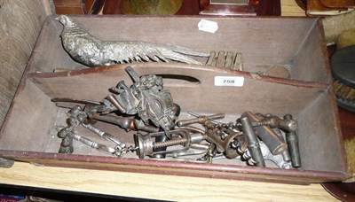 Lot 758 - A Cutlery Box; Corkscrews; and Sundry