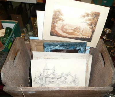 Lot 759 - A Box of Paintings, Drawings, Crystoleums etc