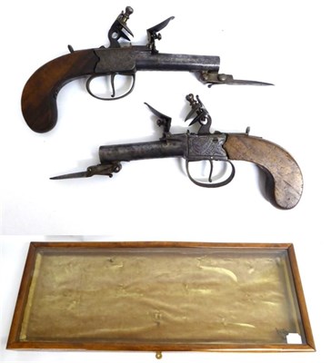 Lot 599 - A Pair of Early 19th Century Flintlock Pocket Pistols by Parkin of Boston, each with 5.5cm...