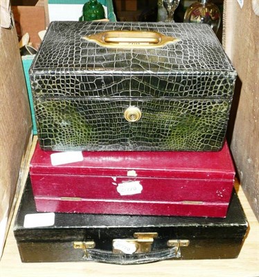 Lot 760 - A Drew & Sons of Piccadilly Circus Crocodile Jewellery Case; and Two Others (3)