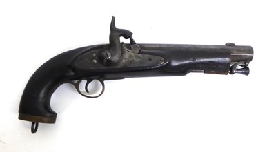 Lot 607 - A 19th Century Percussion Service Pistol, with 19cm octagonal steel barrel, the deeply pitted...