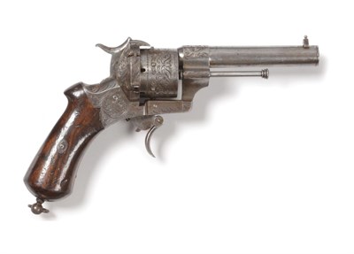 Lot 614 - A Scarce 9mm Triple Action Pinfire Six Shot Revolver by Eugene Lefaucheux of Paris, the 10cm...