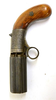 Lot 616 - A 19th Century J.R.Cooper Patent Six Shot Pepperbox Revolver, the 8.5cm cylinder with...