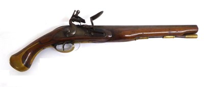 Lot 619 - An Early 19th Century Flintlock Dragoon Pistol, with 30.5cm steel barrel, rounded lock plate...