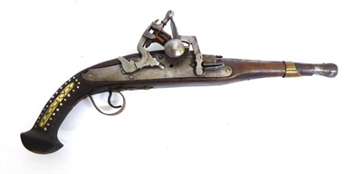 Lot 621 - A 19th Century Algerian Snaphance Holster Pistol, the 23cm steel barrel with swollen muzzle and one