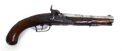 Lot 624 - An 18th Century Continental Holster Pistol, with percussion conversion from a flintlock, the 19.5cm