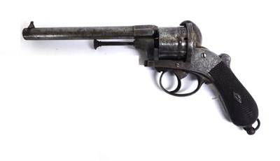 Lot 629 - A 19th Century ";Carlisle No.1 Co. Gaol"; Six Shot Pinfire Revolver, the 16cm steel barrel engraved