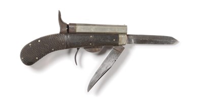 Lot 630 - An Unwin & Rodgers Patent Knife Pistol, rimfire, the 9.5cm nickel plated barrel with Birmingham...