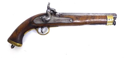 Lot 632 - A 19th Century East India Company Percussion Service Pistol, the 23cm steel barrel with traces...