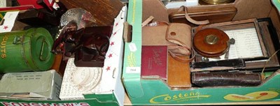 Lot 764 - Three Boxes of Miscellanea, including Cameras, Prints, Elephant Book Ends, Pair of Metalware...