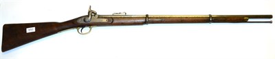 Lot 650 - A Victorian 1857 Tower Percussion Two Band Musket, the 84cm steel barrel with hinged ladder...