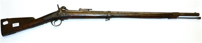 Lot 657 - A 19th Century French Percussion Rifle, the 87cm steel barrel with hinged ladder rear sight,...