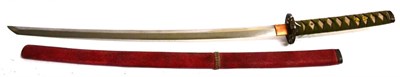 Lot 321A - A Shin Shinto Japanese Katana, the 65cm blade with undulating hamon, the signed tang with one...