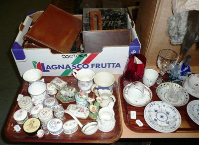 Lot 770 - Two Trays of Assorted China, including trinket boxes, glassware, and a box of metalwares, small...