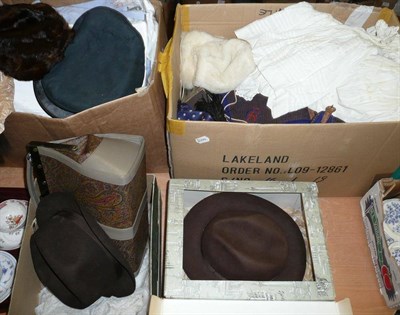 Lot 771 - Four Boxes of Old Clothing, Hats etc