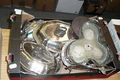 Lot 773 - A Box of Plated Ware, including a pair of crested tureens and a pair of coasters