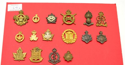 Lot 64 - A Collection of Thirty Four Canadian Corps Cap and Collar Badges, in bronze, bi-metal and...