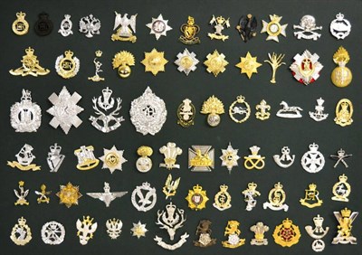 Lot 67 - A Collection of Seventy One British Military Staybrite Cap and Collar Badges, loosely mounted...