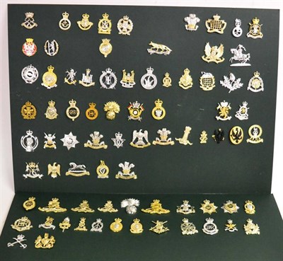 Lot 68 - A Collection of Seventy Seven British Military Staybrite Cap and Collar Badges, loosely mounted...