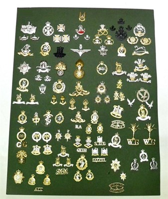 Lot 70 - A Collection of Approximately One Hundred and Ten Stay-brite Cap and Collar Badges, loosely mounted