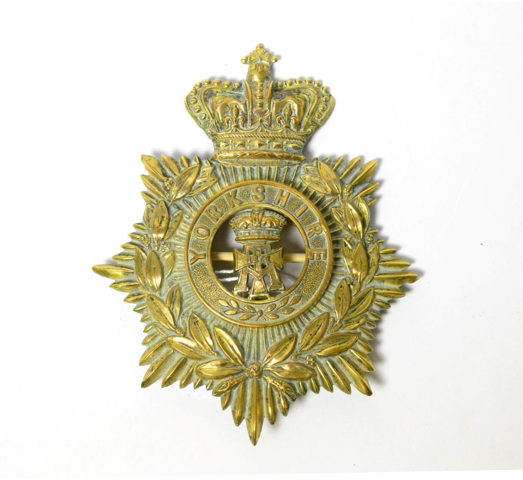 Lot 71 - A Victorian Brass Two Piece Helmet Plate to Alexandra, Princess of Wales's Own (Yorkshire...