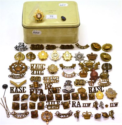 Lot 75 - A Collection of Approximately Eighty Military Badges,  in brass, bi-metal, white metal and...