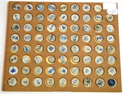 Lot 84 - A Collection of Seventy Three Chinese Porcelain Gaming Tokens, blue and white, of varying sizes, on