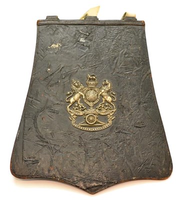 Lot 95 - A Victorian Volunteer Artillery Black Leather Sabretache, the fascia set with a white metal...