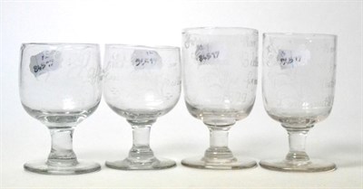 Lot 127 - A Pair of Boer War Commemorative Wine Glasses, the ogee bowls etched  'Transvaal War, General...