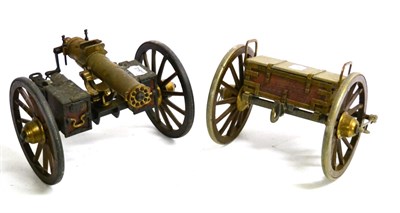 Lot 140 - A Replica Scale Model American Gatling Gun and Caisson, 20th century, the gun approx. 36 cm long