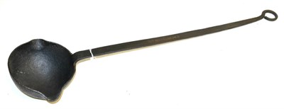 Lot 145 - A 19th Century British Navy Wrought Iron Smelting Ladle, the bowl with two pouring lips, the handle