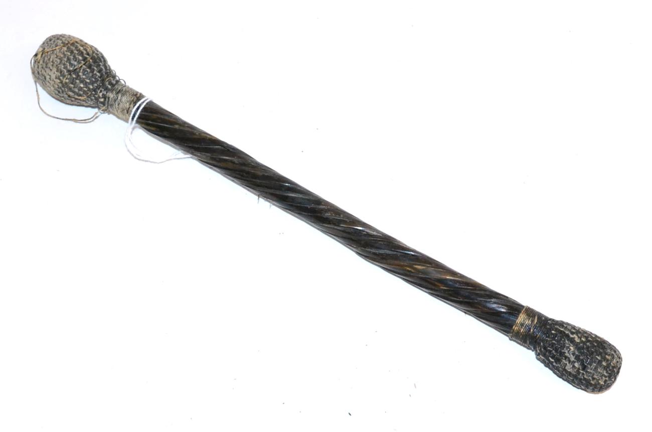 Lot 150 - An Early 19th Century Naval Persuader/Cosh, the twisted balleen haft with woven cotton covered lead