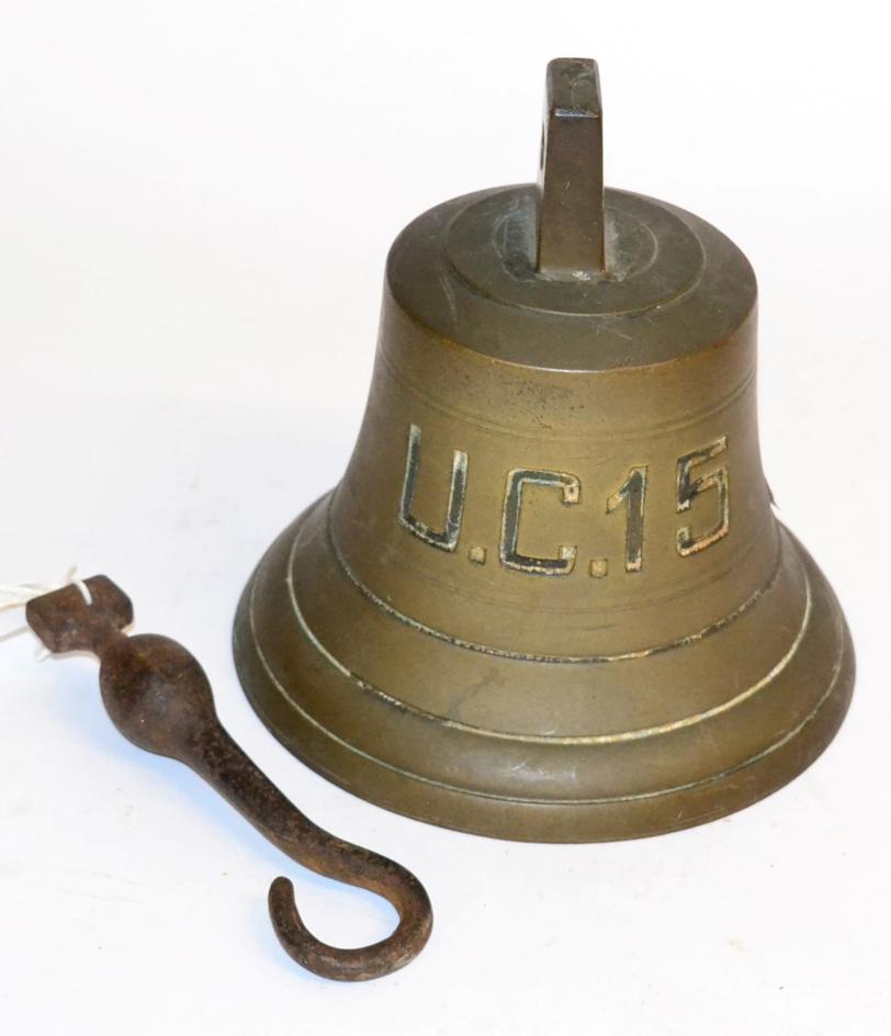 Lot 190 - An Imperial German Ships Brass Bell, from the U-boat U.C.15, the interior rim cast 15 C, with steel