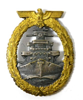 Lot 202 - A German Third Reich High Seas Fleet Badge, the reverse with vertical sword shape pin and...