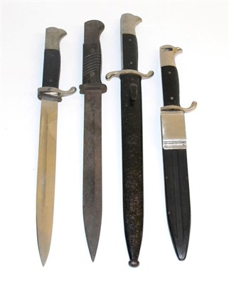 Lot 223 - A German Third Reich Fire Officer's Parade Dagger, with fullered steel blade, the white metal...