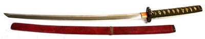 Lot 228 - A Shin Shinto Japanese Katana, the 65cm blade with undulating hamon, the signed tang with one...