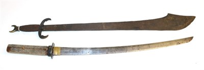 Lot 232 - A Chinese Double Sword, Shuangjian, second half 20th century, blade length 50 cm, shaped and...