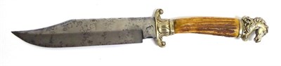 Lot 236 - A Bowie Knife, the 24.7cm clip-point steel blade with scalloped back, the ricasso engraved with...