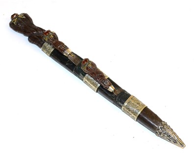 Lot 237 - A 19th Century Model of a Scottish Dirk, the leather sheath with three silver plated bands engraved