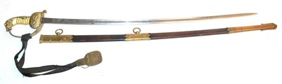 Lot 272 - An Imperial German Naval Officer's Sword, the 77cm single edge fullered steel blade with double...