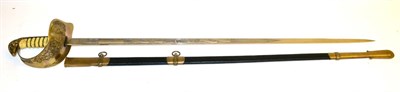 Lot 274 - A Copy of George VI RAF Officer's Sword, the brass hilt pierced and cast with crowned eagle,...