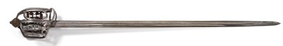 Lot 278 - An 18th Century Basket Hilt Back Sword, the 92cm single edge steel blade with two fullers to...