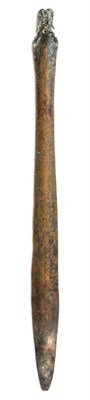 Lot 284 - A Late Bronze Age Sword Blade, double edged and of leaf shape, the squared off tang with two fixing