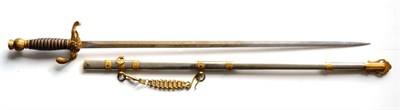 Lot 289 - An American Patriarchs Militant Fraternity Sword, the 71cm double edge steel blade etched with...