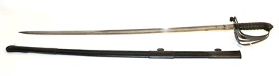 Lot 296 - A Victorian Rifle Officer's Sword, the 82cm single edge fullered steel blade faintly etched...